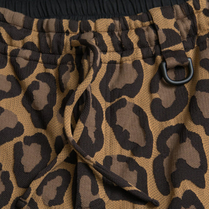 Pantalones de jogger de poliéster de estampado de leopardo marrón