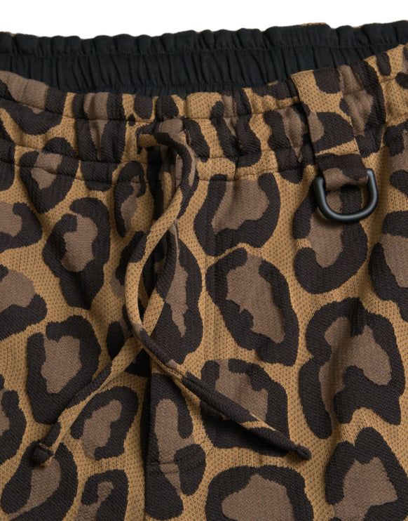 Pantalones de jogger de poliéster de estampado de leopardo marrón