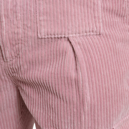 Jeans de carga delgada de algodón de pana rosa