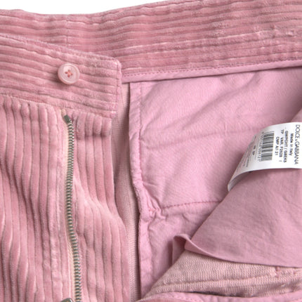 Jeans de carga delgada de algodón de pana rosa