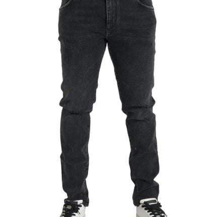 Grijze katoen stretch magere spijkerbroeken logo jeans