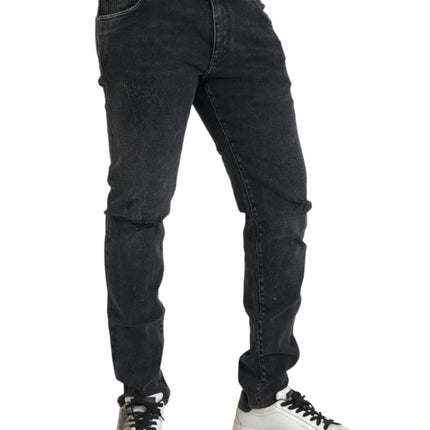 Grijze katoen stretch magere spijkerbroeken logo jeans