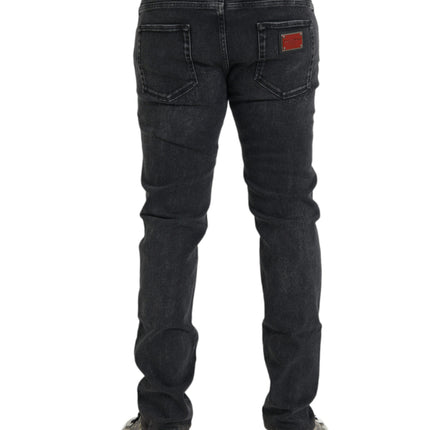 Grijze katoen stretch magere spijkerbroeken logo jeans