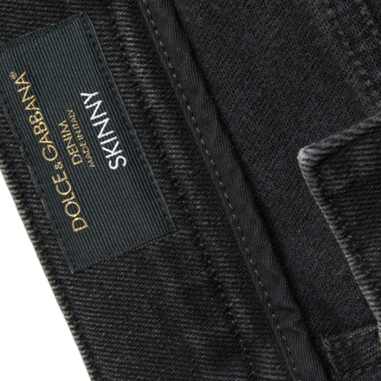 Grijze katoen stretch magere spijkerbroeken logo jeans