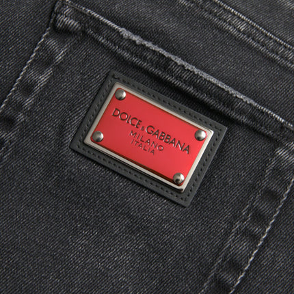 Grijze katoen stretch magere spijkerbroeken logo jeans