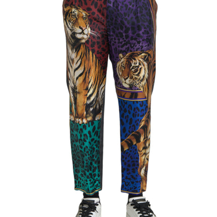 Pantalones cónicos de algodón de leopardo multicolor tigre