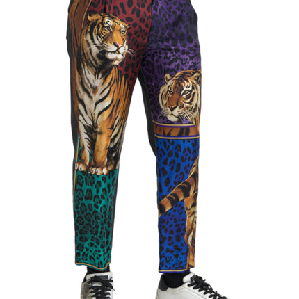 Pantalones cónicos de algodón de leopardo multicolor tigre