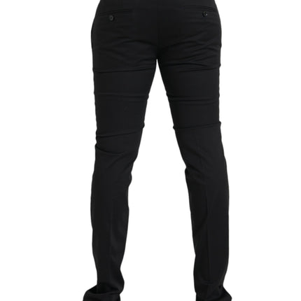 Pantalones de vestir del algodón negro estirado