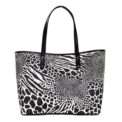 Carter Grand Black Animal Primp Pvc Open Tote Tote Bands Sac