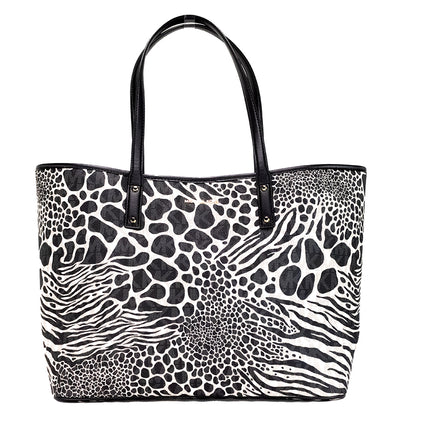 Carter Grand Black Animal Primp Pvc Open Tote Tote Bands Sac