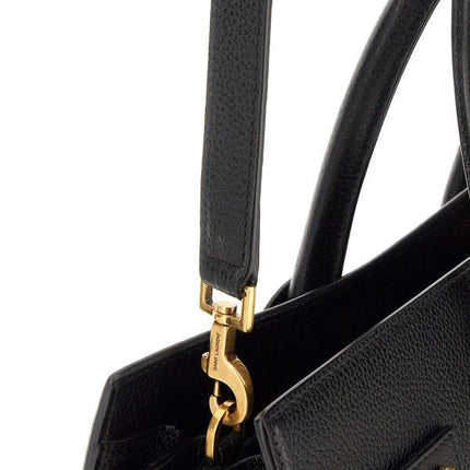 Black Calf Leather Sac De Jour Handbag