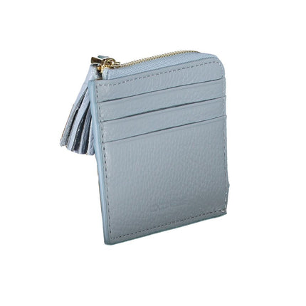 Cartera de piel azul claro