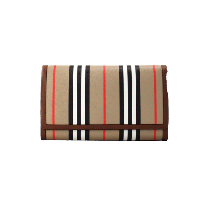 Hannah Icon Stripe Archive Tan E-canvas Portefeuille en cuir