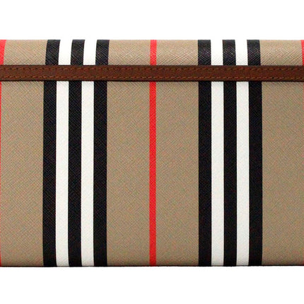 Hannah Icon Stripe Archive Tan E-canvas Portefeuille en cuir