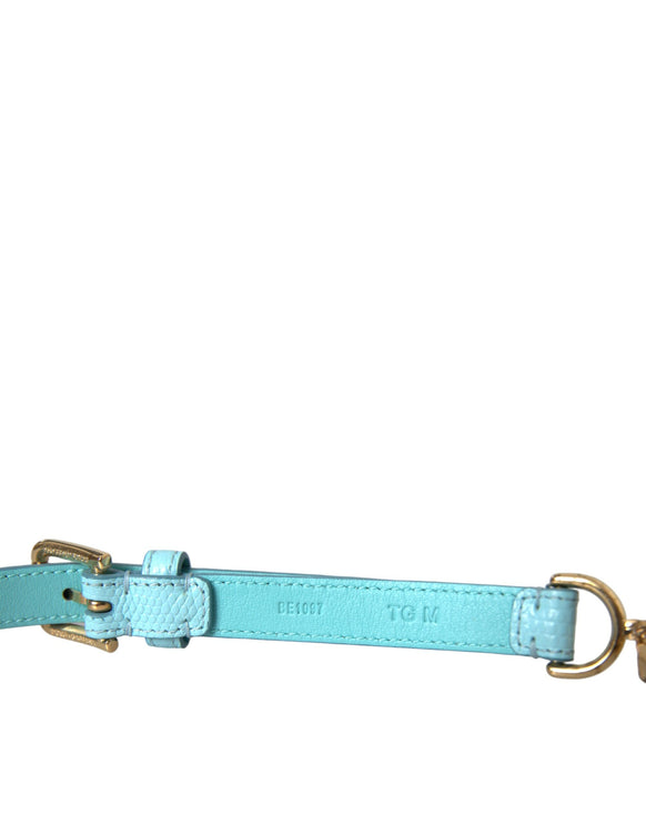 Ceinture de taille de chaîne en cristal en cuir bleu clair