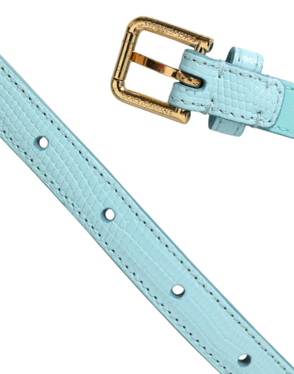 Ceinture de taille de chaîne en cristal en cuir bleu clair