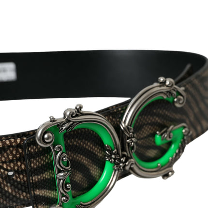 Bruine riem van zebraleer met metalen logogesp