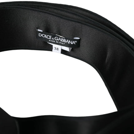 Ceinture de taille en satin de soie noire