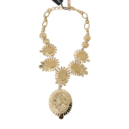 Gold ToneBrass PIETRE OVALI Crystal Embellished Necklace