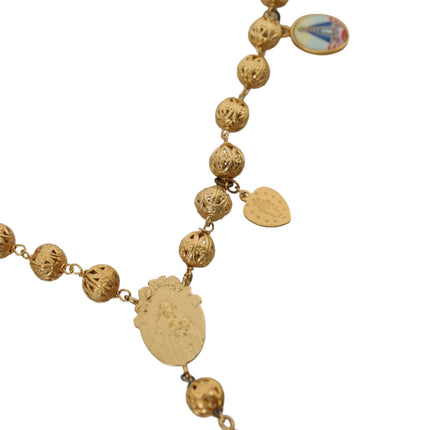 Gold Tone Chain Brass Beaded Statement Sicily Necklace