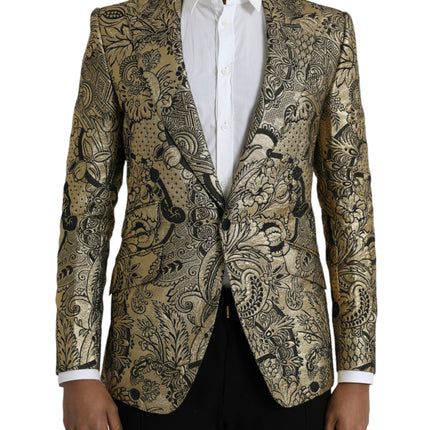 Gold Sicilia jacquard Blazer à manteau simple