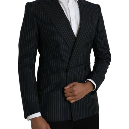 Black Stripe Sicilia Blazer Coat Double Breasted