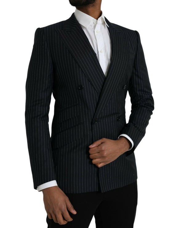 Black Stripe Sicilia Blazer Coat Double Breasted