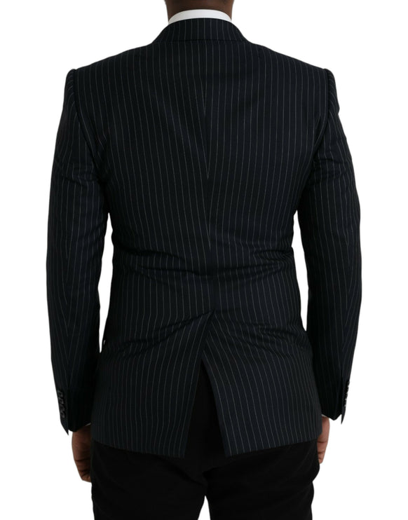 Black Stripe Sicilia Blazer Coat Double Breasted