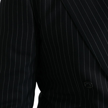 Black Stripe Sicilia Blazer Coat Double Breasted