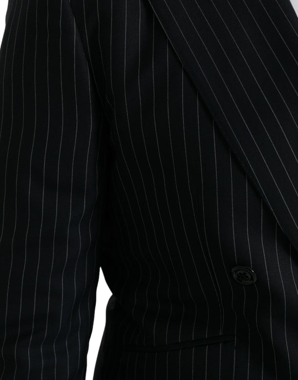 Black Stripe Sicilia Blazer Coat Double Breasted