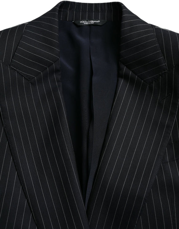 Black Stripe Sicilia Blazer Coat Double Breasted