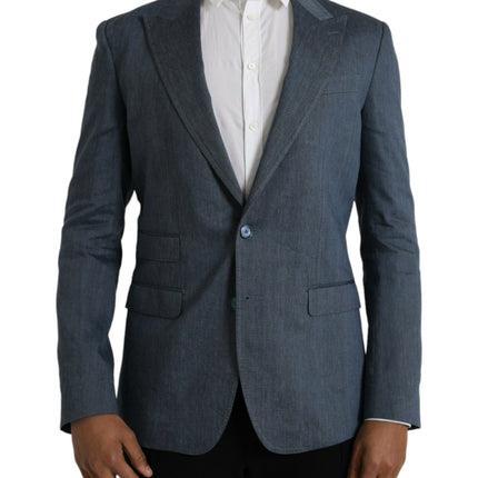 Azul Lino NAPOLI Abrigo Blazer de un solo pecho