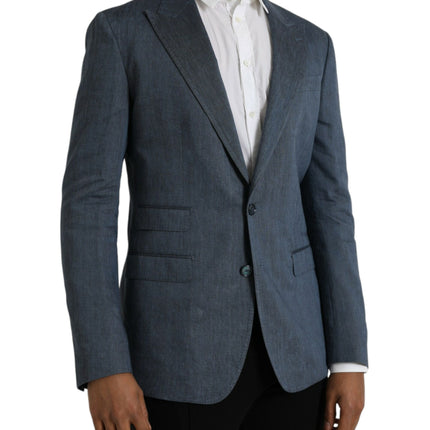 Azul Lino NAPOLI Abrigo Blazer de un solo pecho