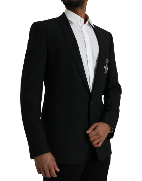 Black Crown Bee Martini Blazer de manteau à poitrine simple