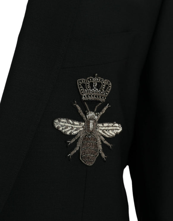 Black Crown Bee Martini Blazer de manteau à poitrine simple