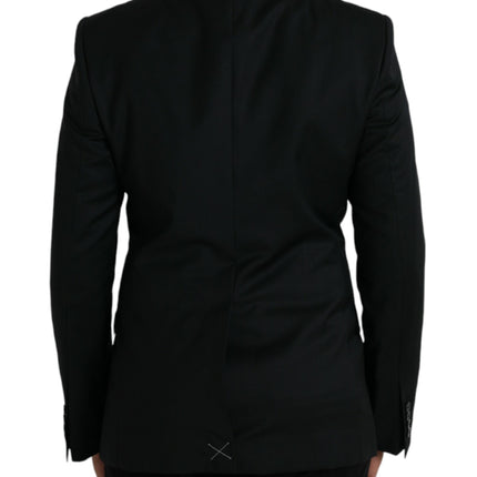 Blazer à poitrine simple en laine noire