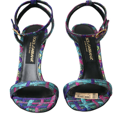 Scarpe sandali multicolori jacquard cristalli