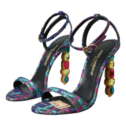 Scarpe sandali multicolori jacquard cristalli