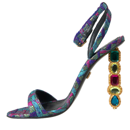 Scarpe sandali multicolori jacquard cristalli