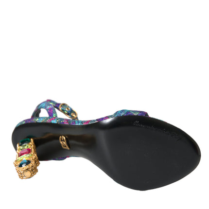 Scarpe sandali multicolori jacquard cristalli