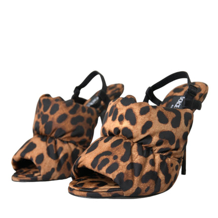 Scarpe sandali di sandali con slingback leopardo marrone