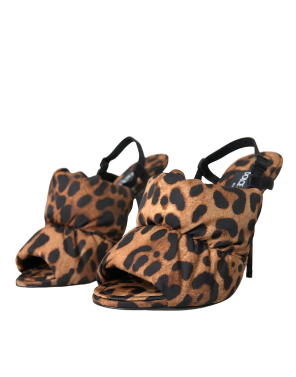 Scarpe sandali di sandali con slingback leopardo marrone