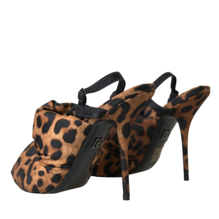 Scarpe sandali di sandali con slingback leopardo marrone