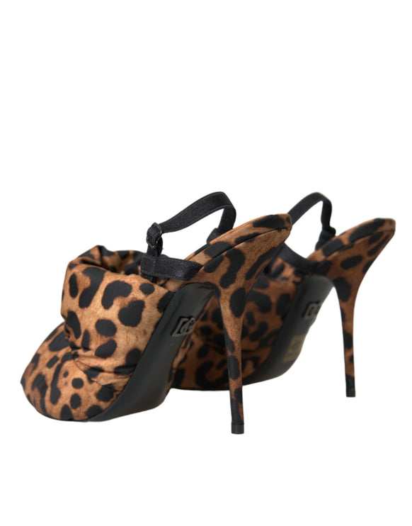 Scarpe sandali di sandali con slingback leopardo marrone