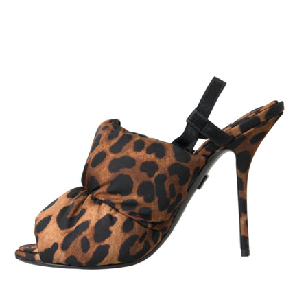 Scarpe sandali di sandali con slingback leopardo marrone