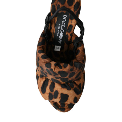 Scarpe sandali di sandali con slingback leopardo marrone