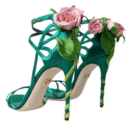 Teli in raso fiore verde scarpe sandali