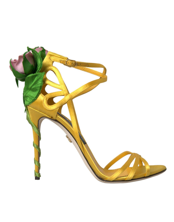 Teli in raso fiore giallo scarpe sandali