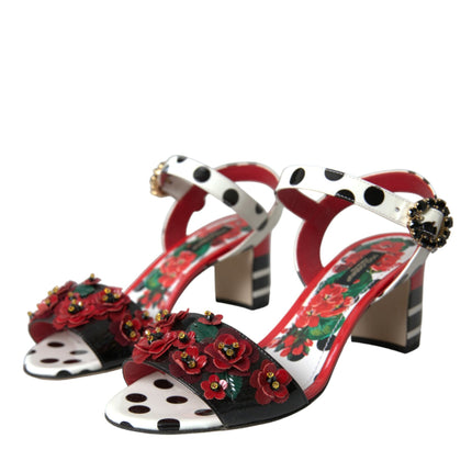 Scarpe sandali in pelle floreale multicolore