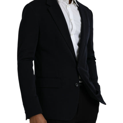 Blazer à manteau à poitrine simple en laine noire